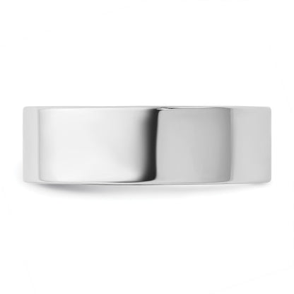 14k White Gold 6.5mm Standard Flat Comfort Fit Wedding Band Ring
