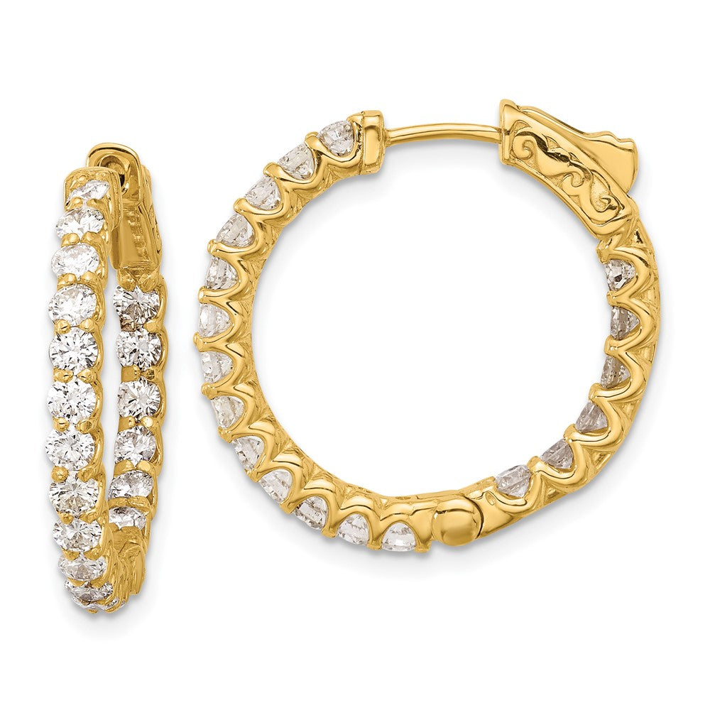 14K Yellow Gold 1.55 carat Diamond In/Out Hoop w/Safety Clasp Earrings