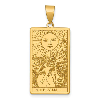 14K Yellow Gold The Sun Tarot Card Pendant