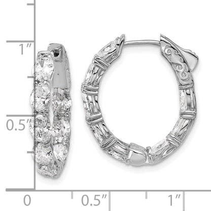 14K White Gold Certified 5x3 Oval Lab Grown VS/SI FGH Diamond Inside/Outside Hoop Ear