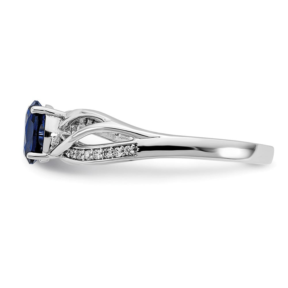 14K Yellow Gold Polished Sapphire and Diamond Ring