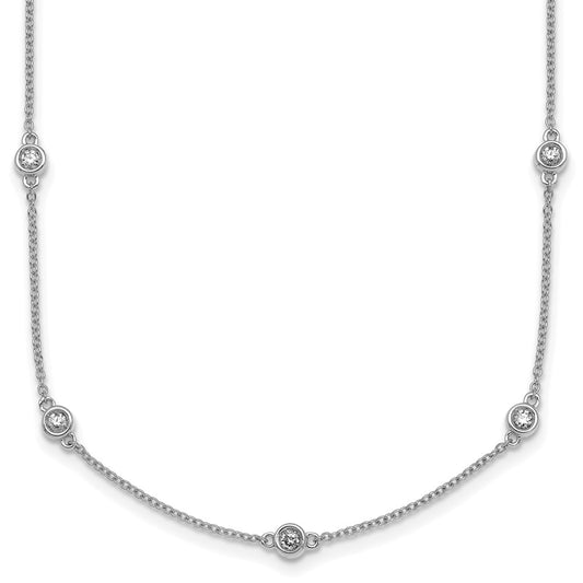 14K White Gold Complete 1/2 carat Bezel-set Diamond and Cable Chain 13-Station 16 Inch Necklace