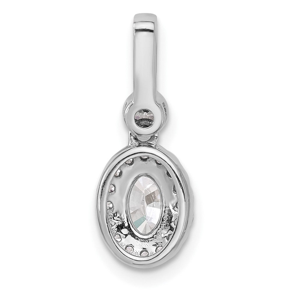 14K White Gold 1 carat Lab Grown Diamond VS/SI+ G+ Oval Complete Halo Pendant