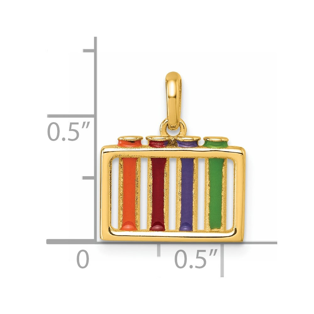 14K Yellow Gold Polished Multi-color Enameled Test Tubes Pendant