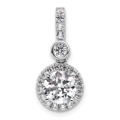 14K White Gold 2 carat Lab Grown Diamond VS+ F+ Round Complete Halo Pendant