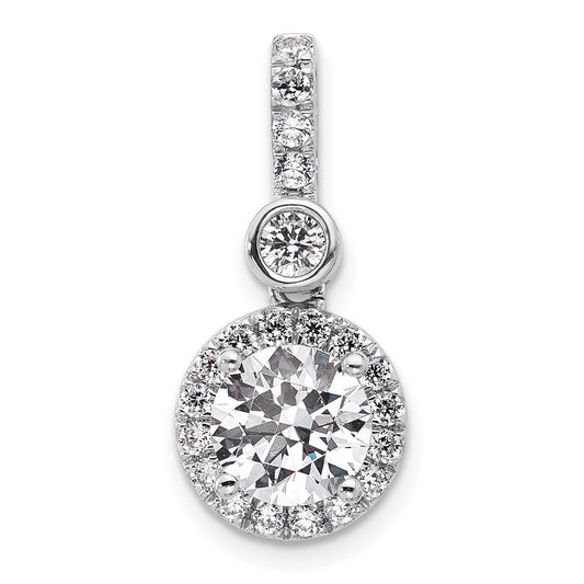14K White Gold 2 carat Lab Grown Diamond VS+ F+ Round Complete Halo Pendant