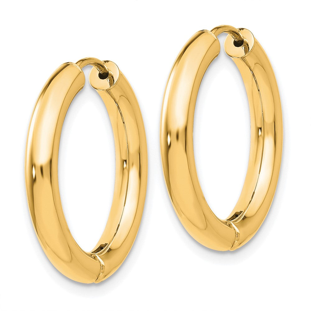 14K Yellow Gold Polished Hinged Hoop Earrings