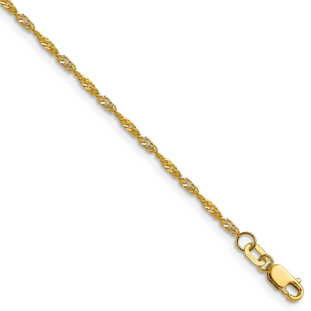 14K Yellow Gold with Rhodium 1.65mm Singapore 18 Inch Chain