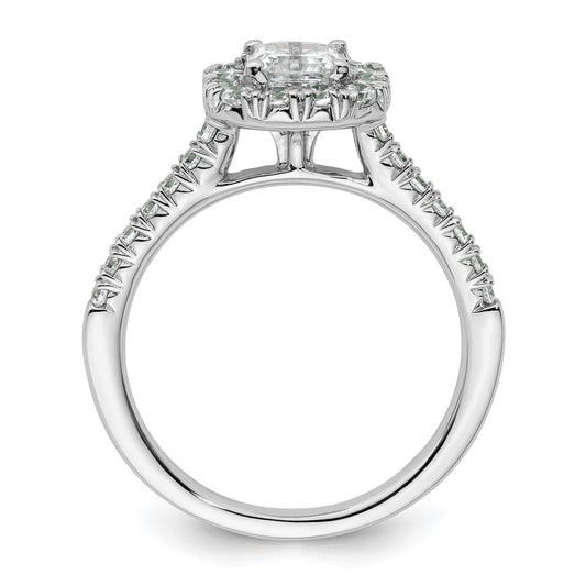14K White Gold Halo (Holds 3/4 carat (5mm) Asscher-cut Center) 1/2 carat Diamond Semi-mount Engagement Ring
