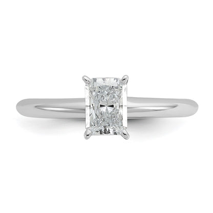 14K White Gold 3/4 carat Certified Lab Grown Diamond VS+ F+ Radiant Solitaire Complete Engagement Ring