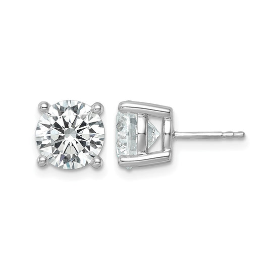 14K White Gold 6 carat Certified Lab Grown Diamond VS/SI+ G+ Round Complete Four Prong Lightweight Stud Earrings