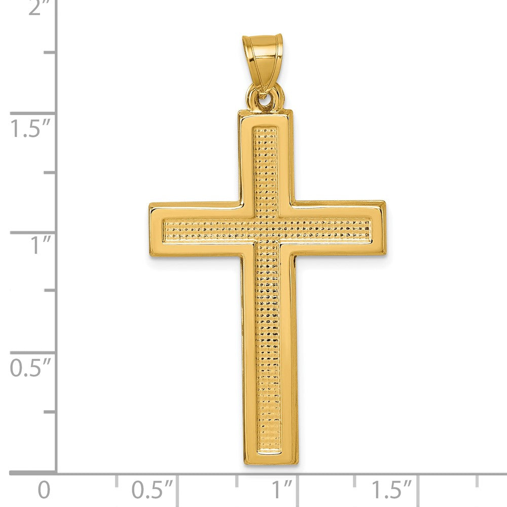 14K Yellow Gold Polished And Textured Latin Cross Pendant