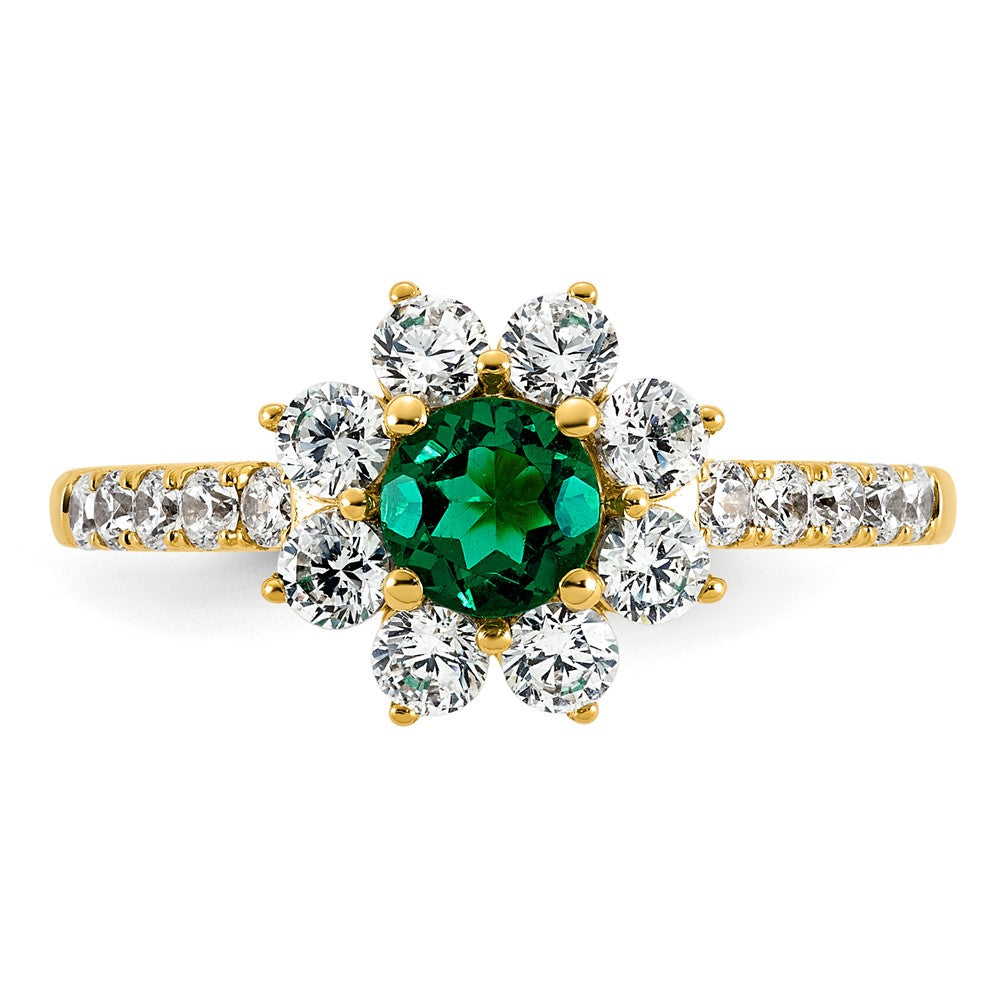 14K Yellow gold VS/SI G+ Lab Grown Diamond and AAA quality Genuine Emerald