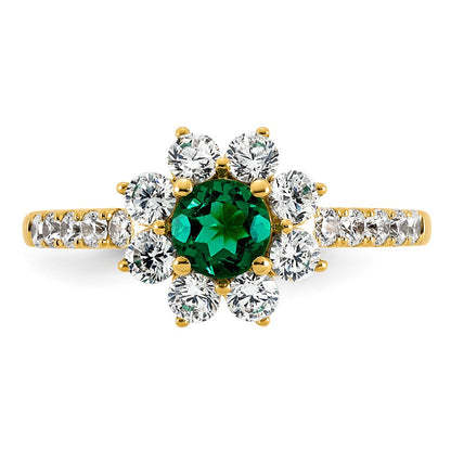 14K Yellow gold VS/SI G+ Lab Grown Diamond and AAA quality Genuine Emerald