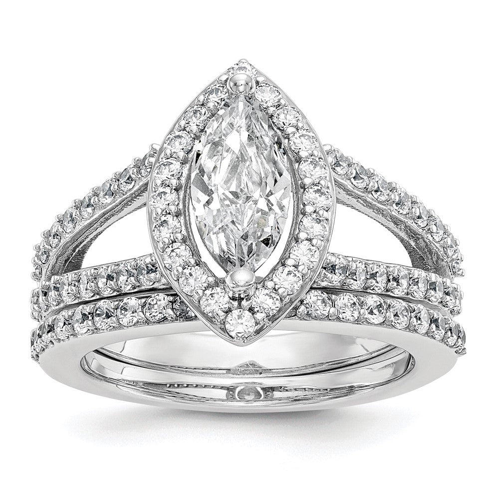 14K White Gold Halo Plus (Holds 1 carat (10x5mm) Marquise Center) 3/4 carat Diamond Semi-Mount Engagement Ring