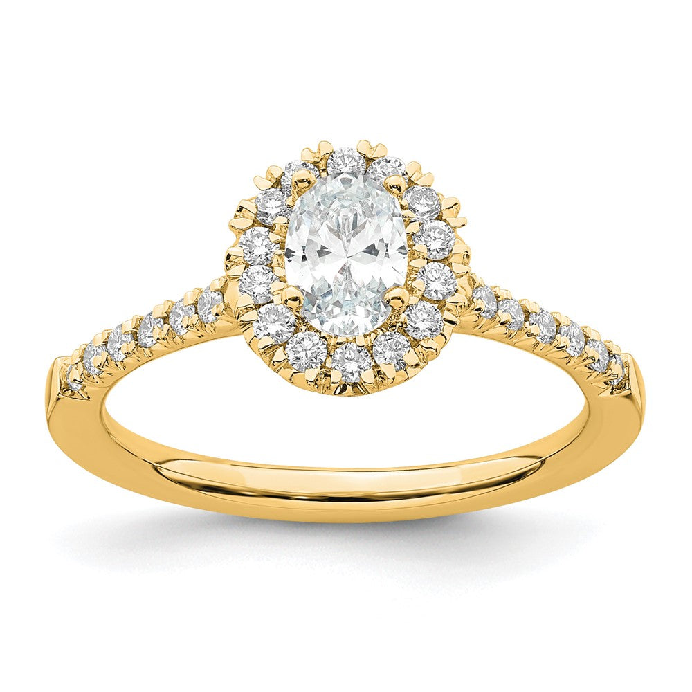 True Origin 14K Yellow Gold 1/3 carat Lab Grown Diamond VS+ F+ Semi-Mount Oval Halo Engagement Ring