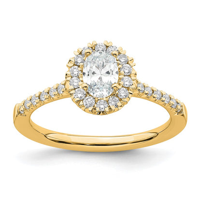 True Origin 14K Yellow Gold 1/3 carat Lab Grown Diamond VS+ F+ Semi-Mount Oval Halo Engagement Ring