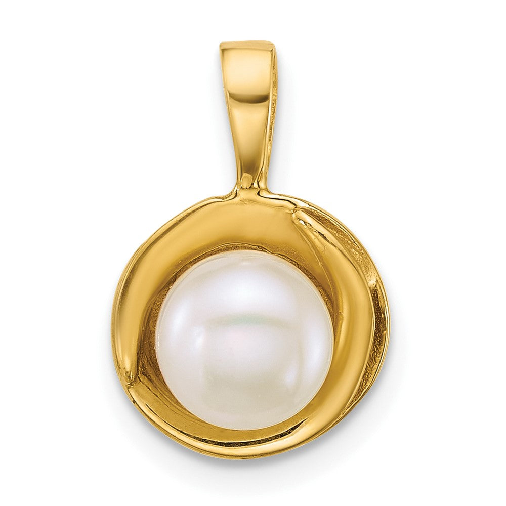 14K Yellow Gold Polished 6-7mm Button Freshwater Cultured Pearl Pendant