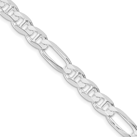 Sterling Silver Rhodium-plated 7.5mm Figaro Anchor 22 Inch Chain