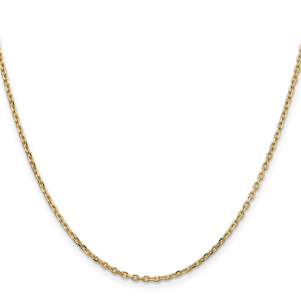 14K Yellow Gold 20 Inch 1.8mm Diamond-cut Round Open Link Cable with Lobster Clasp Chain