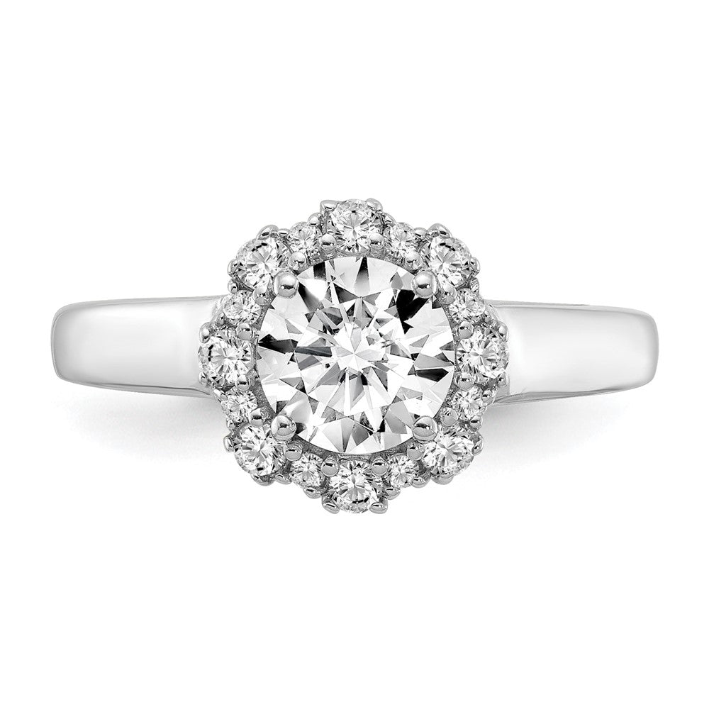 True Origin 14K White Gold 1/4 carat Lab Grown Diamond VS+ F+ Semi-Mount Round Halo Engagement Ring
