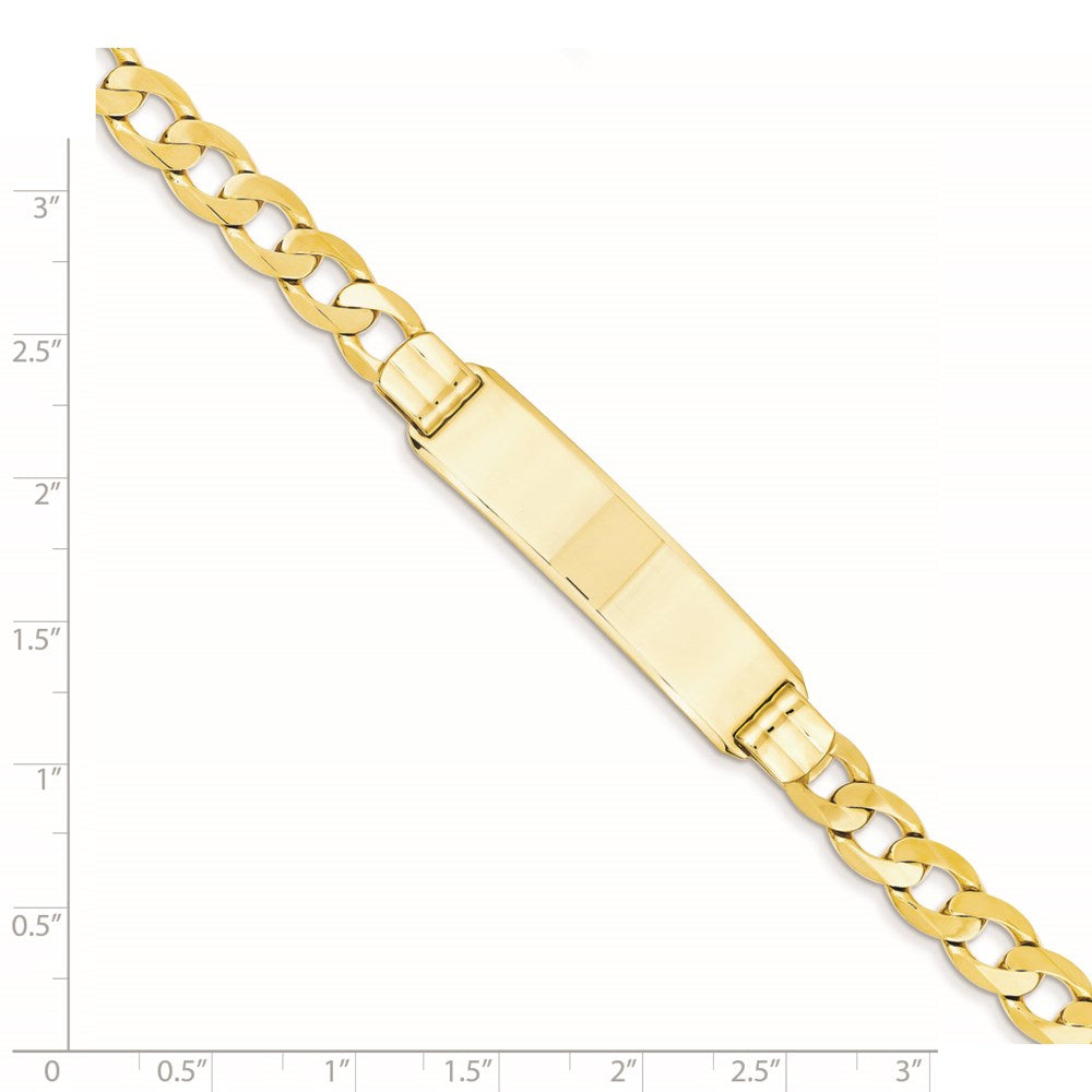 14K Yellow Gold Polished Solid Chain/Solid Plate Curb Link 37x8mm Plate 8 Inch ID Bracelet