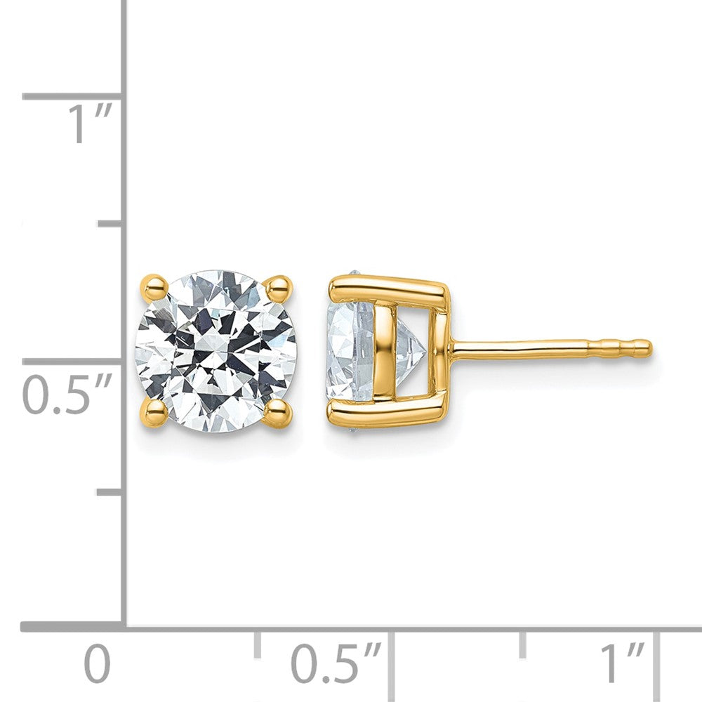 14K Yellow Gold 4 carat Certified Lab Grown Diamond VS+ F+ Round Complete Four Prong Lightweight Stud Earrings