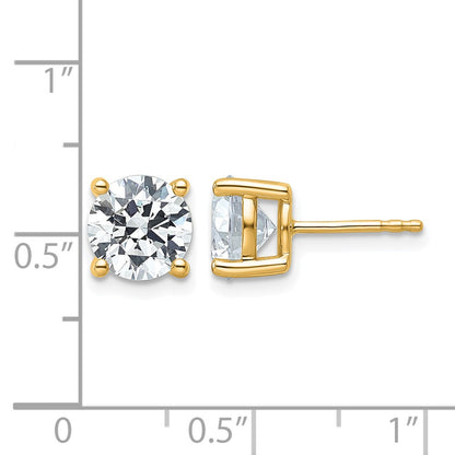 14K Yellow Gold 4 carat Certified Lab Grown Diamond VS+ F+ Round Complete Four Prong Lightweight Stud Earrings