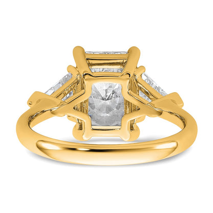 14K Yellow Gold 5/8 carat Lab Grown Diamond VS/SI+ G+ Triangle 3 carat Radiant Center Semi Mount Three Stone Engagement Ring