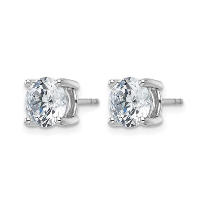 14K White Gold 4 carat Certified Lab Grown Diamond VS+ F+ Round Complete Four Prong Lightweight Stud Earrings