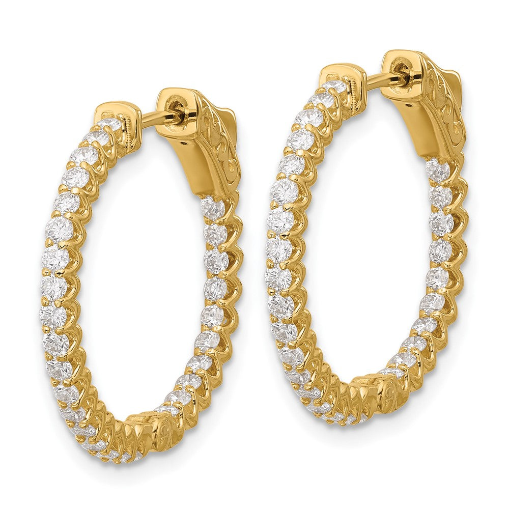 14K Yellow Gold 1.12 carat Diamond In/Out Hoop w/Safety Clasp Earrings