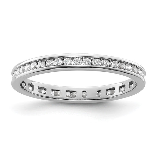 14K White Gold Polished Size 8.5 Channel-set 1/2 carat Diamond Complete Eternity Wedding Band Ring