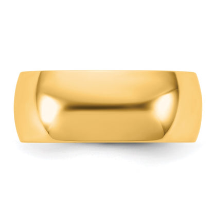 14K Yellow Gold 7.5mm LTW Half Round Wedding Band Ring