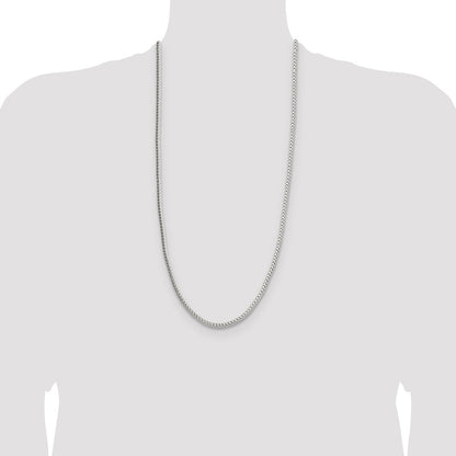 Sterling Silver 3.4mm Diamond-cut Round Franco 30 Inch Chain