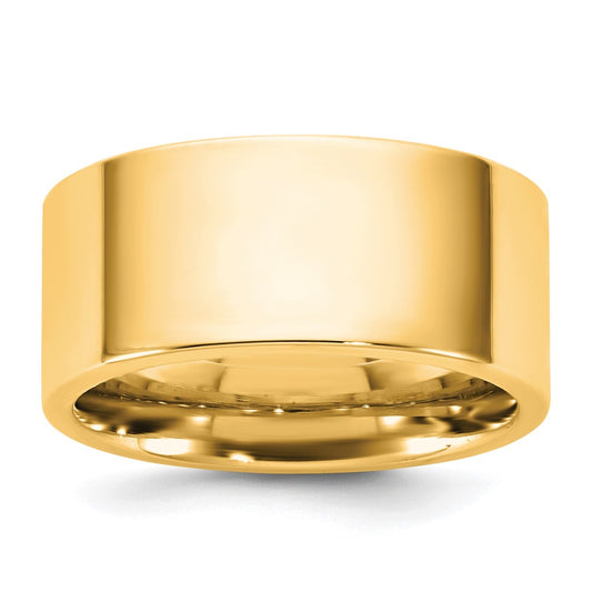 14K Yellow Gold 9mm Standard Flat Comfort Fit Wedding Band Ring