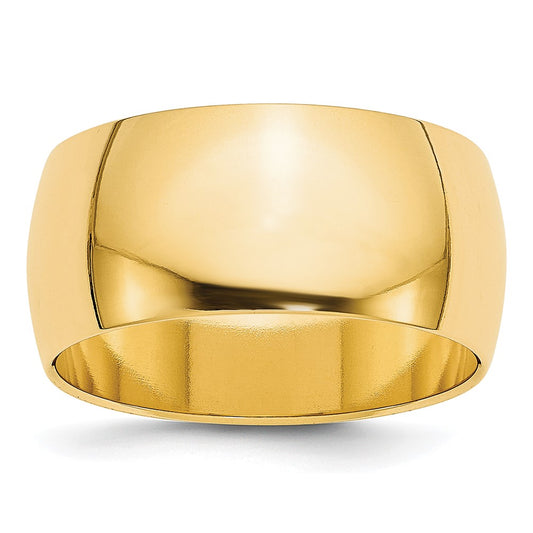 14K Yellow Gold 9mm Half Round Wedding Band Ring