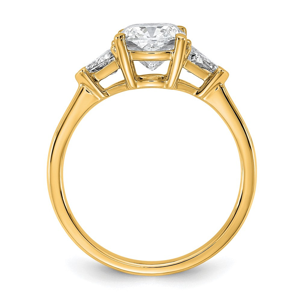 14K Yellow Gold 2 carat Certified Lab Grown Diamond VS/SI+ G+ Cushion and Triangle Complete Three Stone Engagement Ring