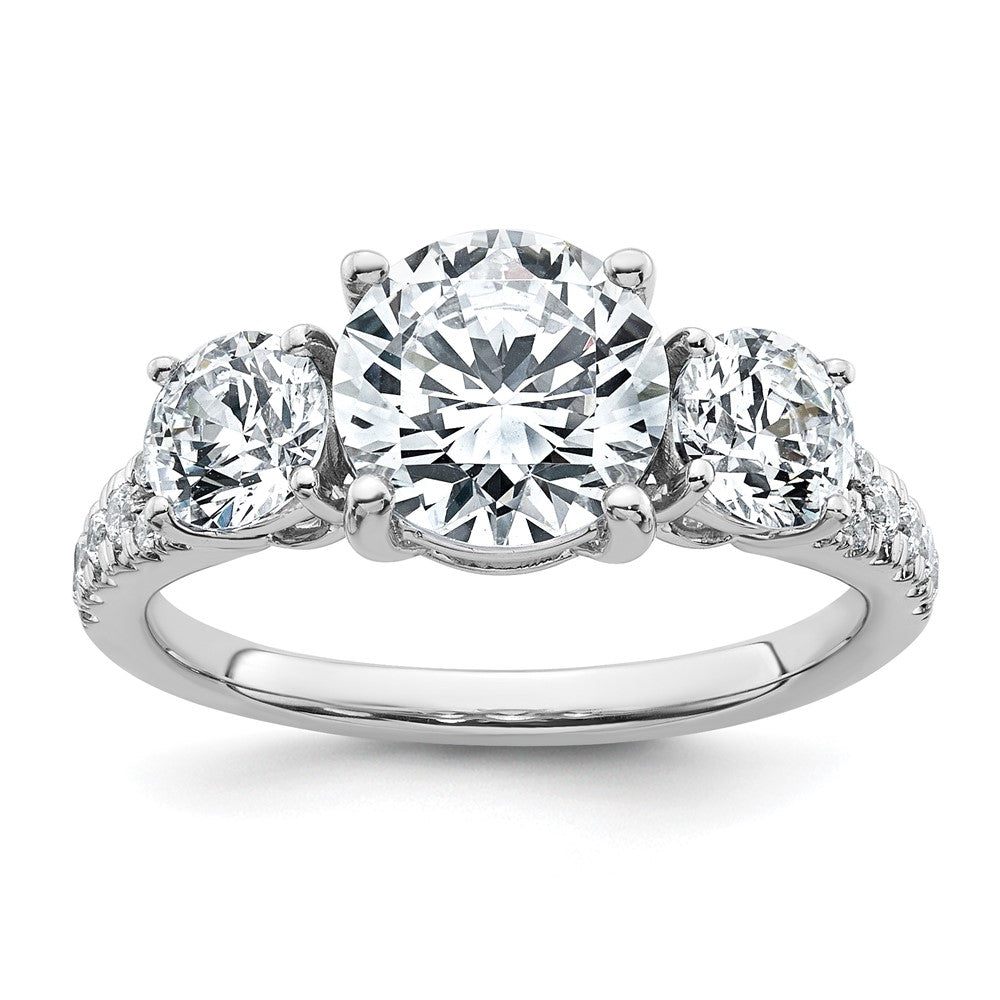 True Origin 14K White Gold 2 carat Lab Grown Diamond VS+ F+ Complete Oval Three Stone Ring
