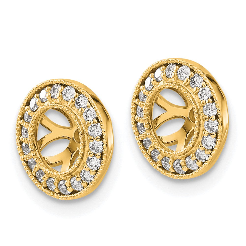 14K Yellow Gold 1/3 carat Diamond Circle Earring Jackets