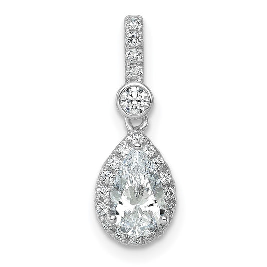 14K White Gold Lab Grown Diamond VS/SI+ G+ Halo Pear Semi-Mount Pendant
