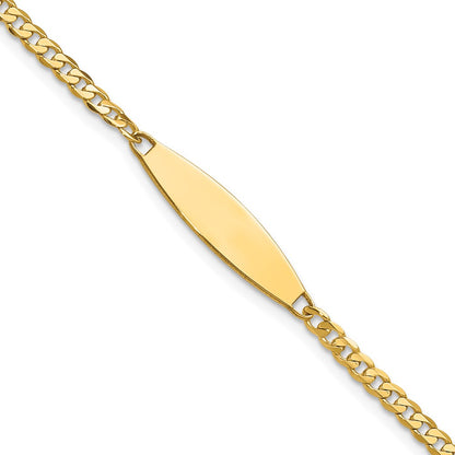 14K Yellow Gold Polished Solid Chain/Solid Plate Curb Link 36x5.1mm Plate 7 Inch ID Bracelet