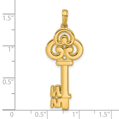 14K Yellow Gold Polished Fancy Key Pendant