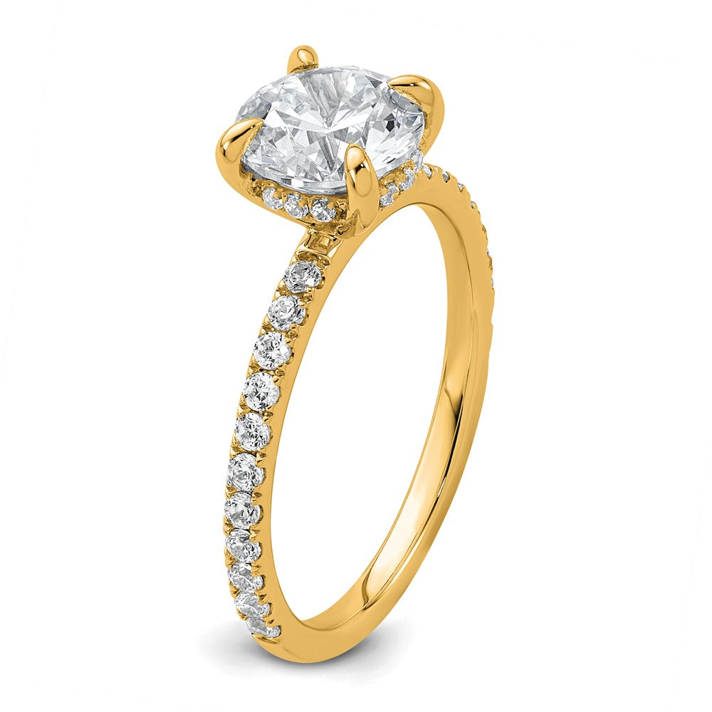 14K Yellow Gold 2 carat Certified Lab Grown Diamond VS/SI+ G+ Round Complete Solitaire with Flair Engagement Ring