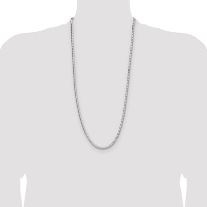 Sterling Silver Rhodium-plated 4.0mm D/C Square Franco 30 Inch Chain