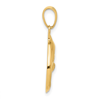 14K Yellow Gold Polished Cut Out Dolphin Pendant