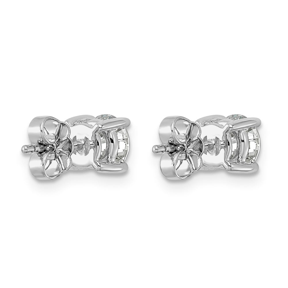 14K White Gold 1 1/2 carat Certified Lab Grown Diamond VS/SI+ G+ Round Complete Four Prong Lightweight Stud Earrings