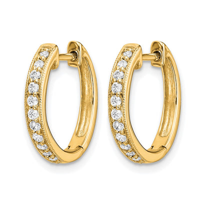 14K Yellow Gold 1/8 carat Diamond Hinged Hoop Earrings