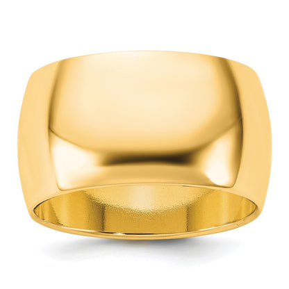 14K Yellow Gold 11mm Half Round Wedding Band Ring