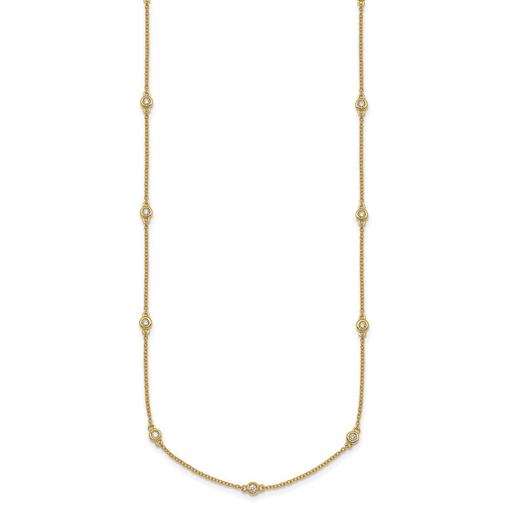 14K Yellow Gold Complete 1/3 carat Bezel-set Diamond and Cable Chain 17-Station 20 Inch Necklace