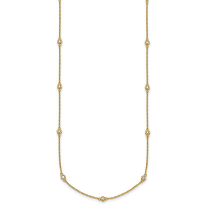 14K Yellow Gold Complete 1/3 carat Bezel-set Diamond and Cable Chain 17-Station 20 Inch Necklace